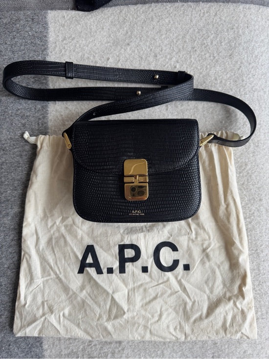 A.P.C. Handbags - A.P.C. Grace Mini Bag Black Embossed Lizard